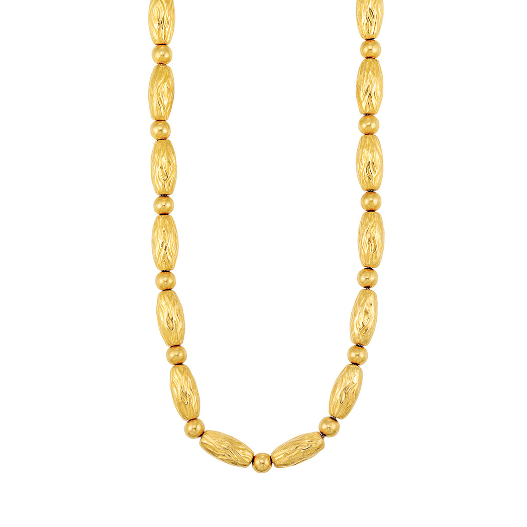 Appraisal: Long Gold Bead Necklace Ilias Lalaounis kt and kt composed