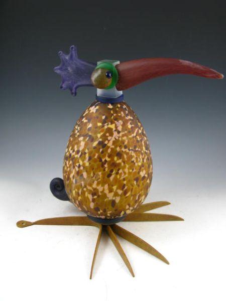 Appraisal: Borowski Art Glass Tucan Bird Figure with metal footed base