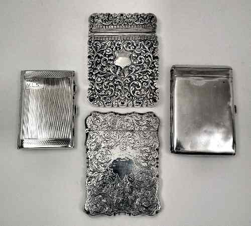 Appraisal: A late Victorian silver rectangular card case of shaped outline