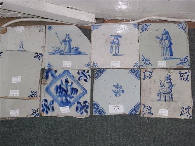 Appraisal: A COLLECTION OF NINE DELFT BLUE AND WHITE TILES th