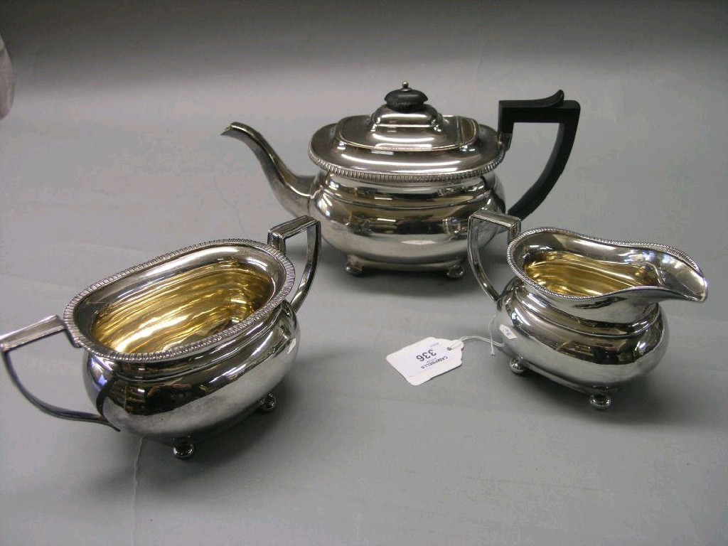 Appraisal: A silver plated three piece teaset Georgian oval design with