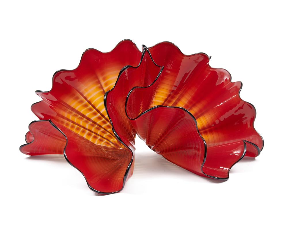 Appraisal: DALE CHIHULY American b Red Amber Persian Pair hand blown