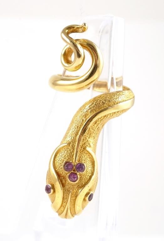 Appraisal: ANTIQUE K GOLD RUBY SNAKE RINGAntique snake ring in K