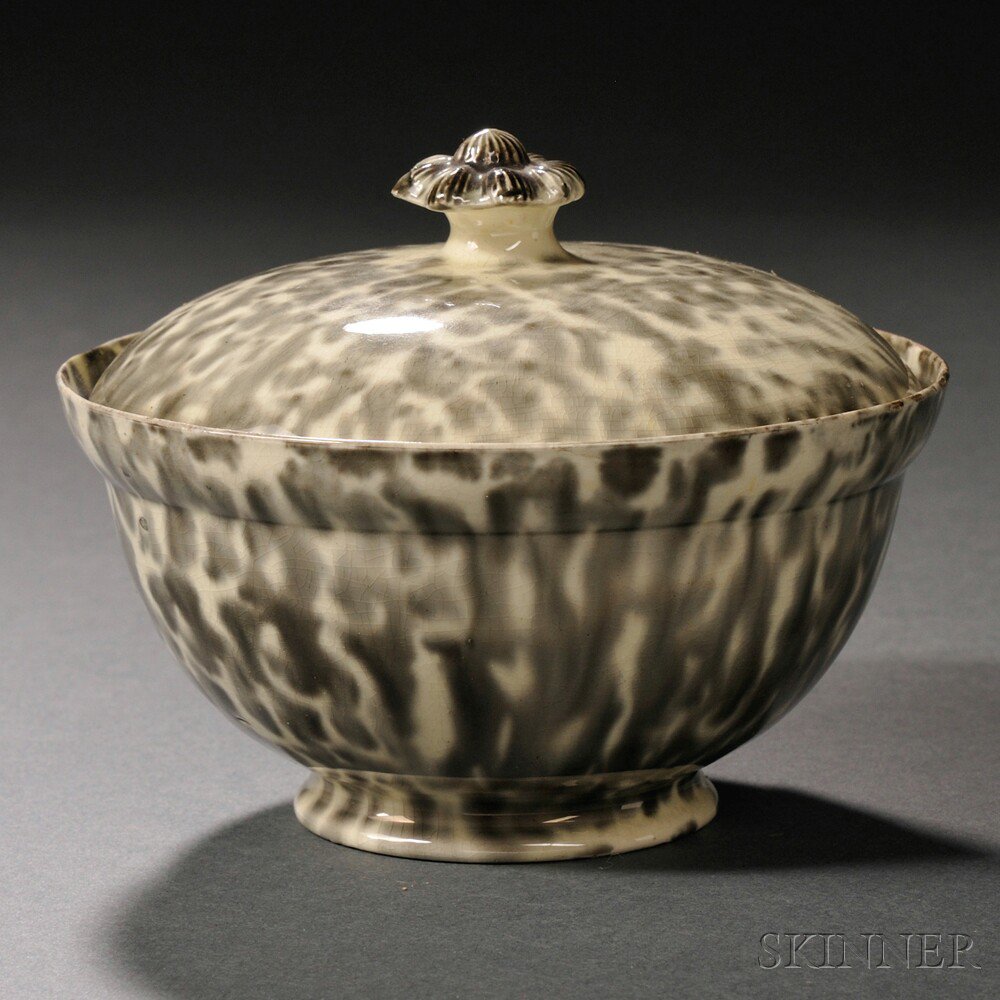 Appraisal: Staffordshire Cream-colored Earthenware Sugar Bowl and Cover England c molded