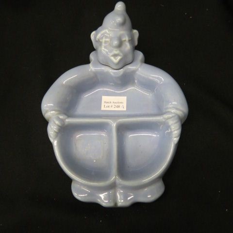 Appraisal: Art Pottery Figural Clown Infant Feeding Dish blue head removes