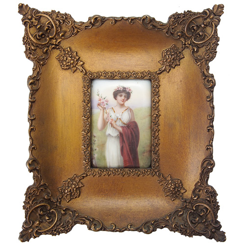 Appraisal: Framed KPM porcelain hand painted plaque of a robed girl