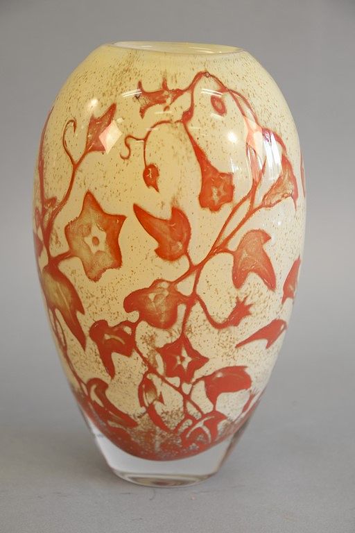 Appraisal: Kosta boda art glass vase engraved on one side Love