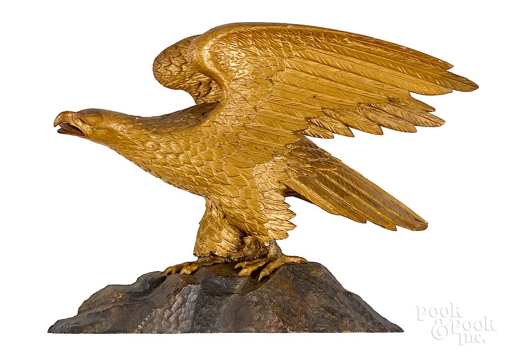 Appraisal: Carved and gilded eagle plaque Exclusive on Bidsquare Carved and