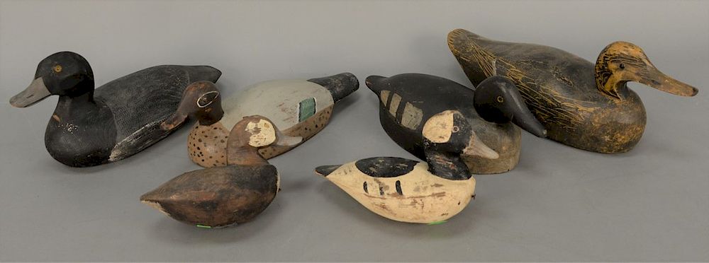 Appraisal: Group of six duck decoys including Brown Goldeneye hen tag