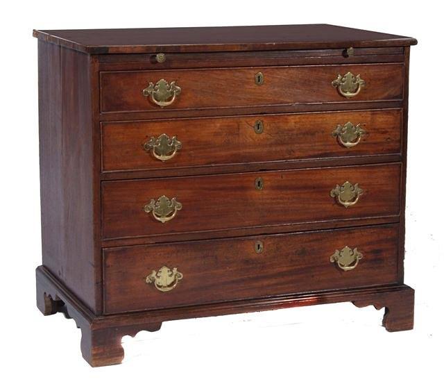 Appraisal: AN ANTIQUE WALNUT VENEERED AND MAHOGANY STRAIGHT FRONT CHEST of