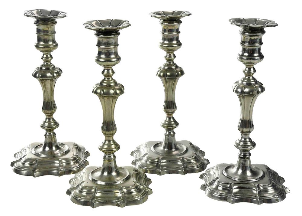 Appraisal: Set of Four Georgian Paktong Candlesticks English probably mid th