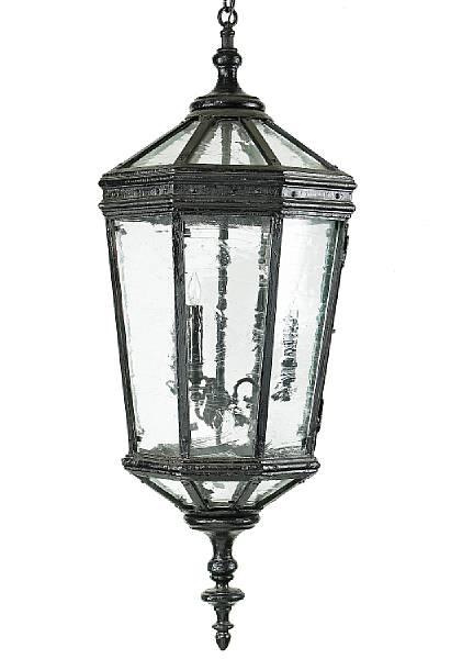 Appraisal: A French Neoclassical style painted iron and glass lantern late