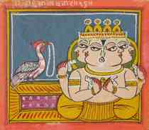 Appraisal: A Miniature painting from India th Century Brahma Seated Receives