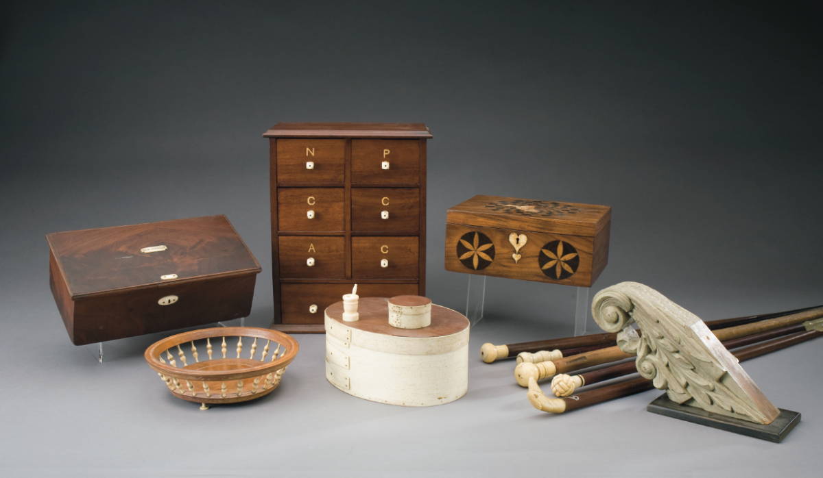 Appraisal: AMERICAN MAHOGANY SPICE CHEST WITH WHALE IVORY NAIL HEAD KNOBS