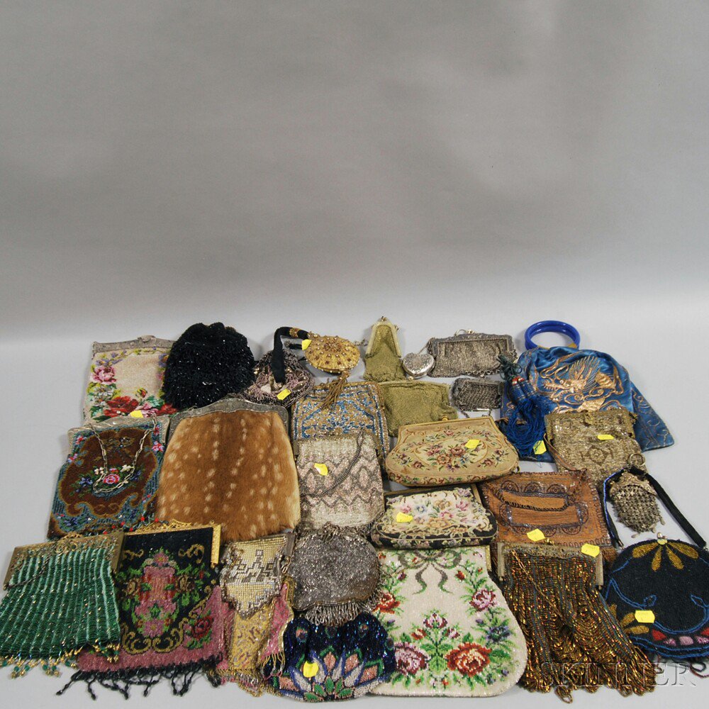 Appraisal: Collection of Beaded and Embroidered Purses Pouches Reticules and Bags