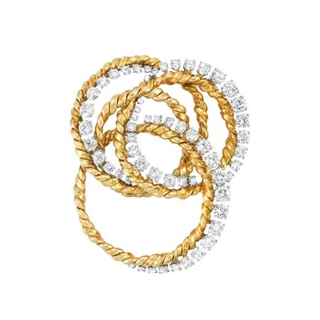 Appraisal: Gold Platinum and Diamond Circle Brooch Estimate -