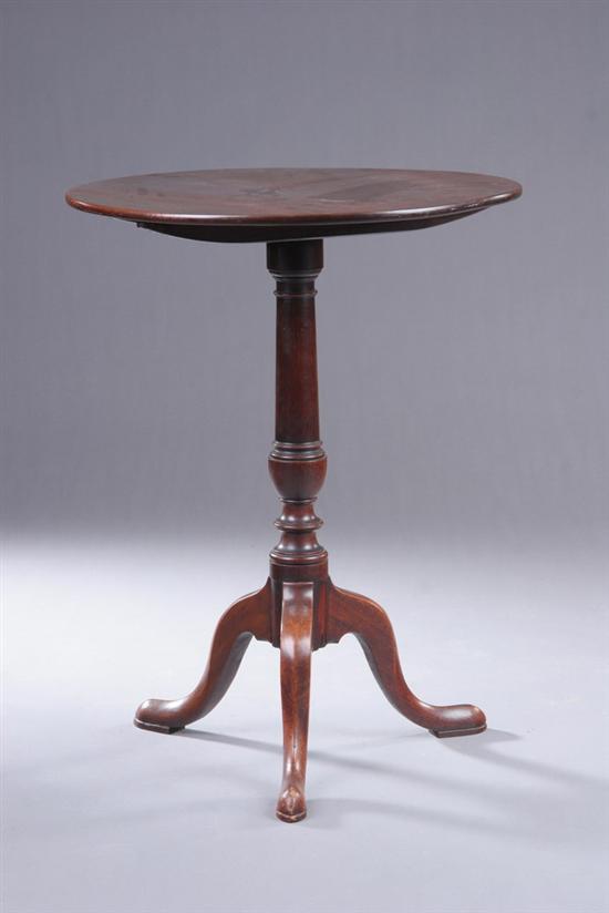 Appraisal: GEORGE III TILT-TOP TRIPOD STAND th century Circular top baluster-turned