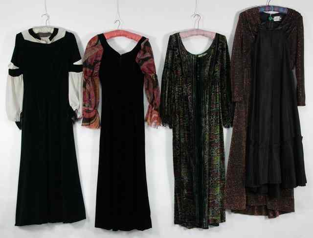 Appraisal: A troubadour medieval style evening dress bottle green velvet with