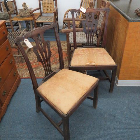 Appraisal: Pair of Irish Chippendale Style Chairs carved