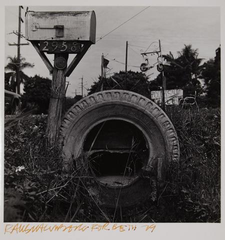 Appraisal: RAUSCHENBERG ROBERT - Study of a mailbox and tire Gelatin