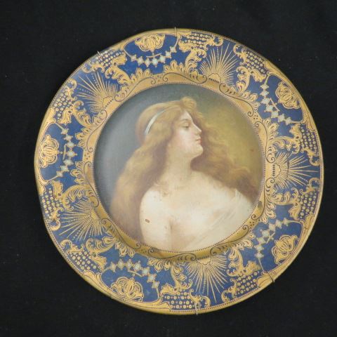 Appraisal: Anheuser-Busch Tin Portrait Plate for Malt-Nutrine maiden with blue gold