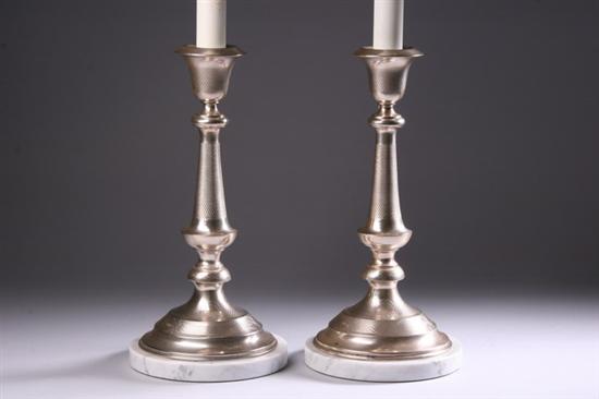 Appraisal: PAIR AUSTRO-HUNGARIAN SILVER CANDLESTICKS mark for - Vienna BR maker's