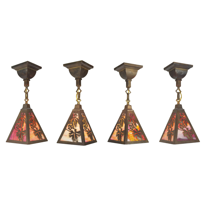 Appraisal: Arts and Crafts sconces set of four pyramidal form in