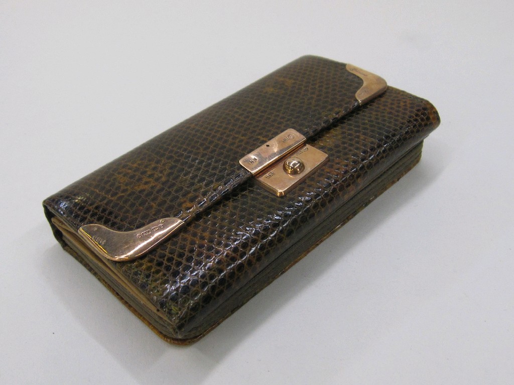 Appraisal: ct gold mounted animal skin purse