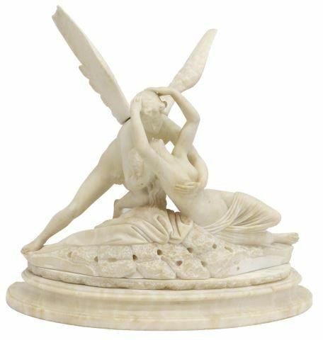 Appraisal: Carved alabaster sculpture Psyche Revived by Cupid's Kiss after Antonio