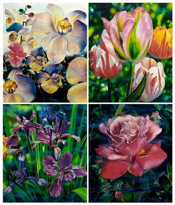 Appraisal: Four Brett Livingston-Strong prints Australian Born Les Fleurs rose orchid