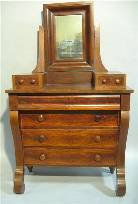 Appraisal: AMERICAN EMPIRE MAHOGANY DRESSER Circa 's the rectangular top surmounted