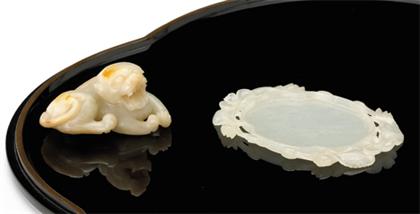 Appraisal: Fine Chinese pale celadon jade miniature tray and celadon and