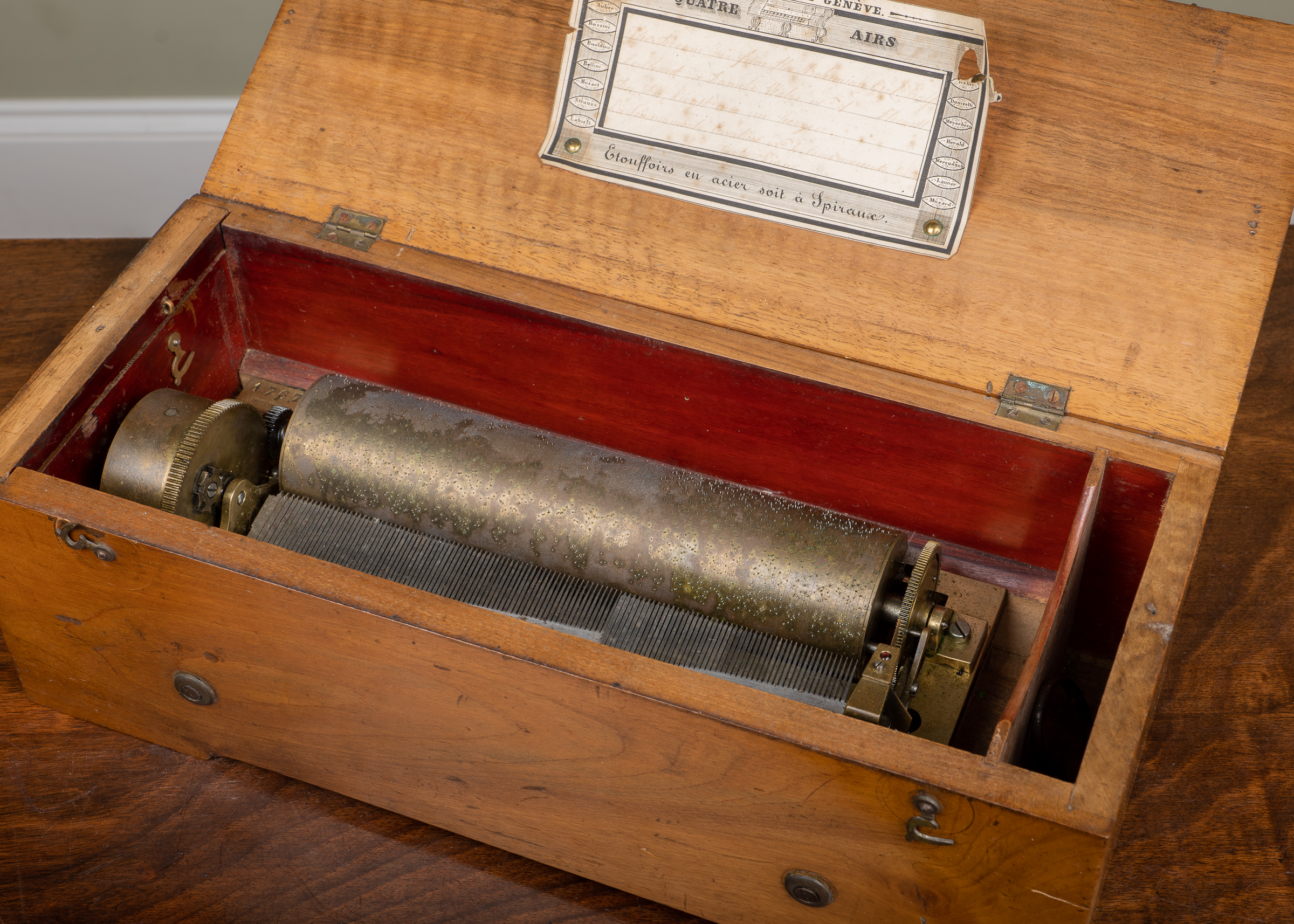 Appraisal: A th Century cylinder music box in the manner of