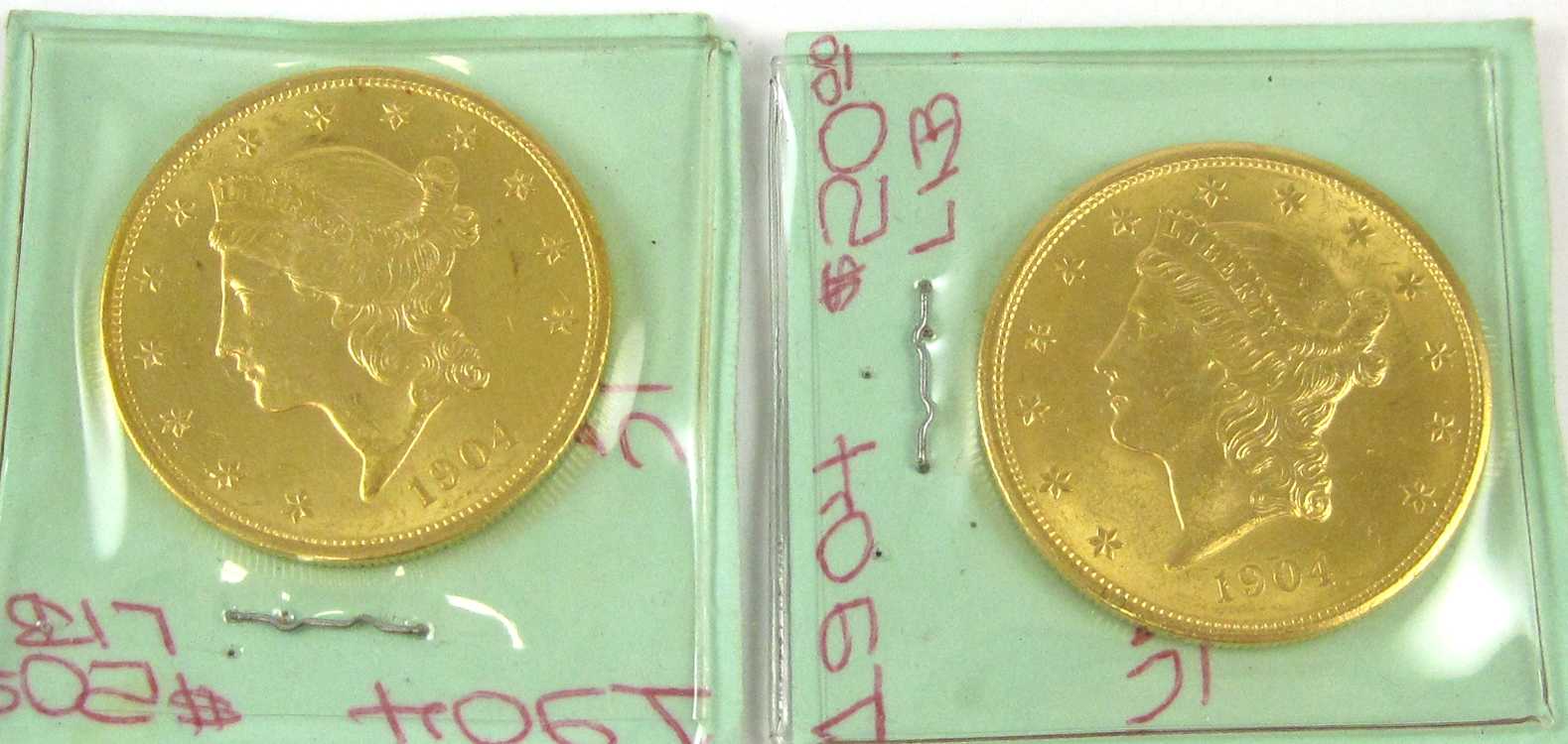 Appraisal: TWO U S GOLD COINS Liberty type -P