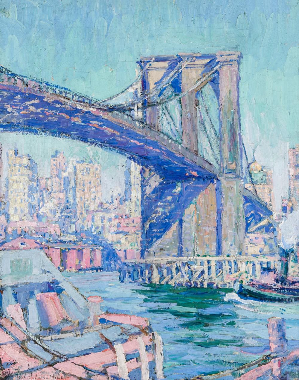 Appraisal: FELICIE WALDO HOWELL American - Brooklyn Bridge oil on canvas