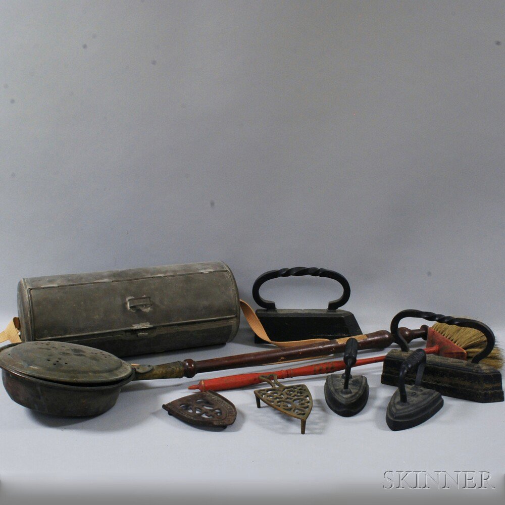 Appraisal: Nine Miscellaneous Brass Tin and Iron Items th century an