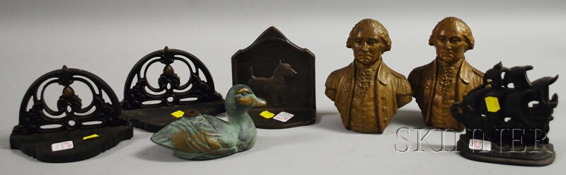 Appraisal: Six Assorted Mostly Cast Iron Bookends and a Bronze Duck