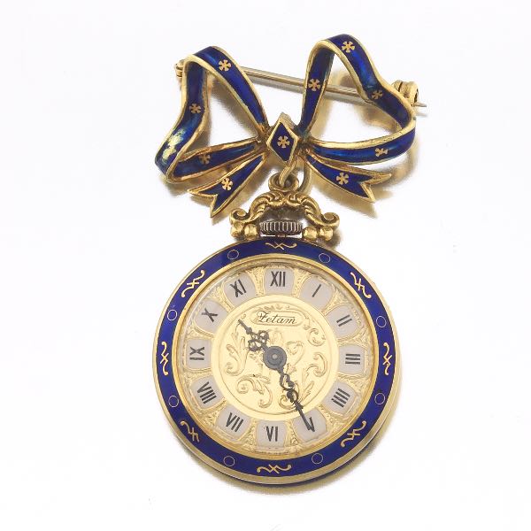 Appraisal: LADIES K GOLD FANTOM PENDANT WATCH WITH PIN mm case