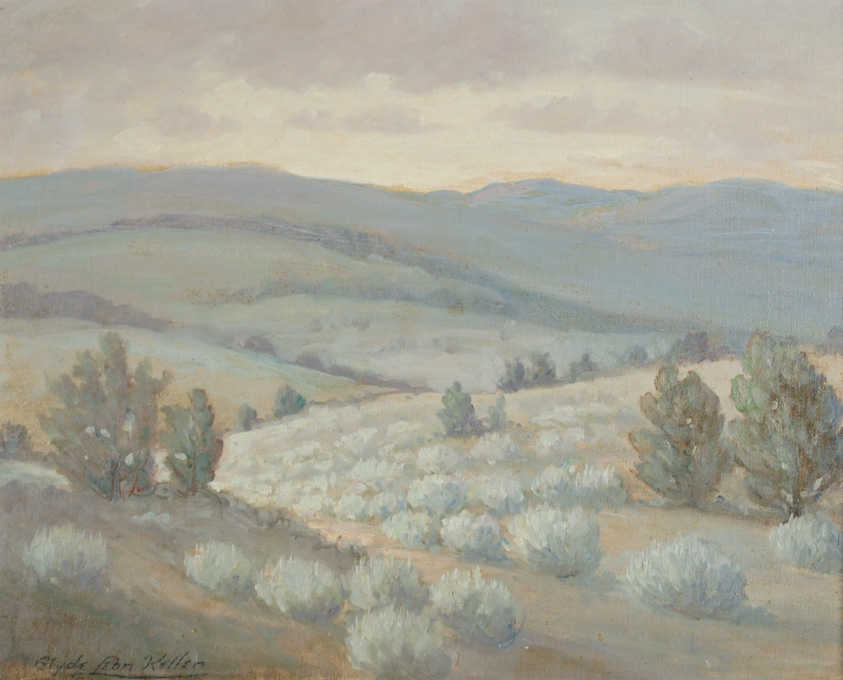 Appraisal: CLYDE LEON KELLER OIL ON CANVASBOARD Oregon - Sage Brush