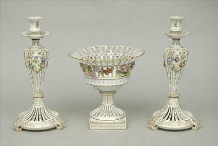 Appraisal: Dresden Porcelain Three-Piece Garniture