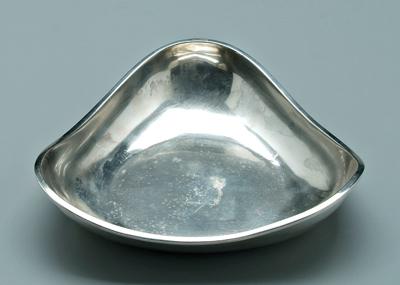 Appraisal: Mexican sterling Danish style bowl triangular with flared corners no