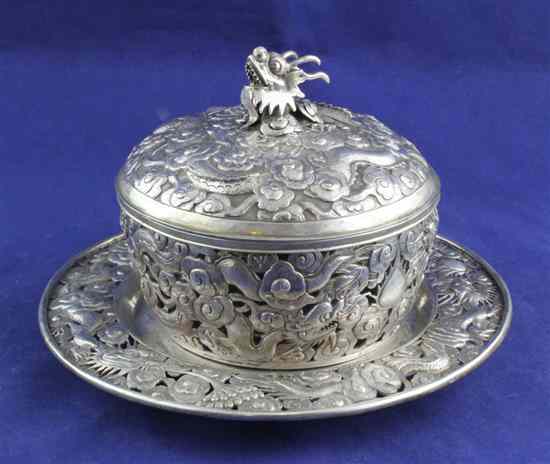 Appraisal: A late th early th century Chinese pierced silver butter