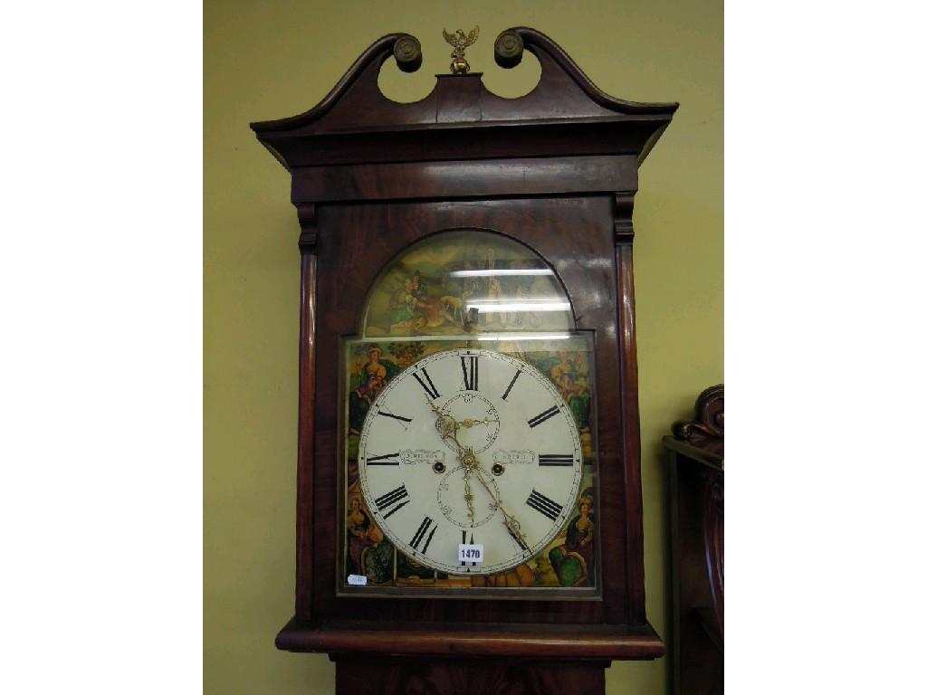 Appraisal: A th century longcase clock with flame veneered mahogany case