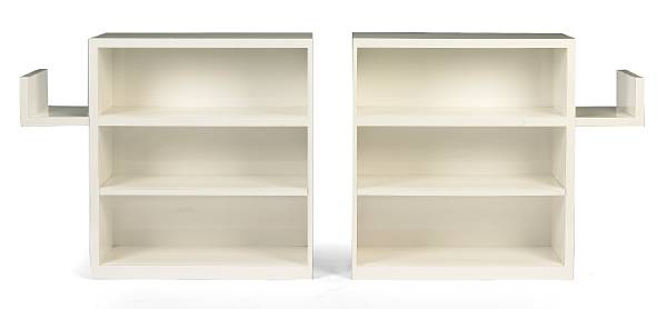 Appraisal: A white Formica two-section bookshelf circa height in cm length