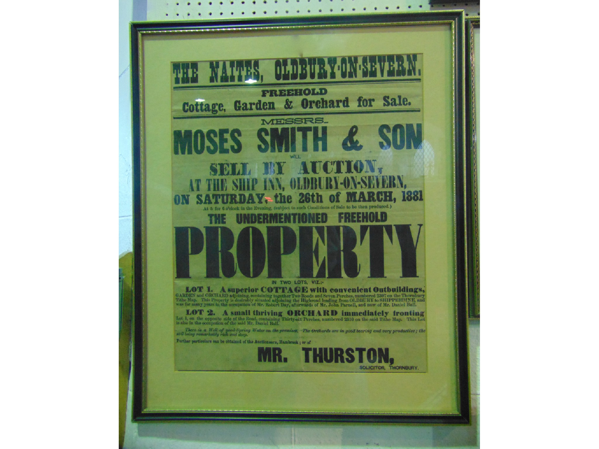 Appraisal: A framed and glazed traditional th century auction poster of