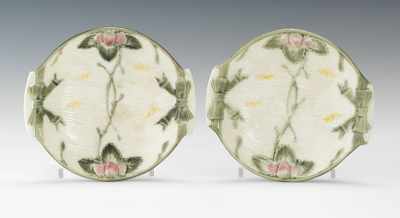 Appraisal: A Pair of Wedgwood Majolica Argenta Strawberry Ribbon Bow Sauce