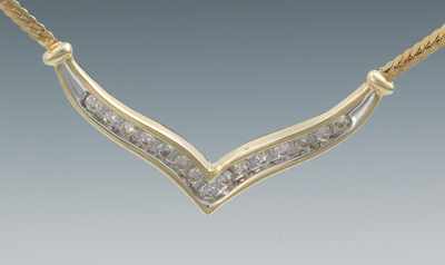 Appraisal: A Ladies' Diamond Necklace k yellow gold necklace with a