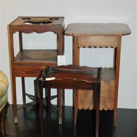 Appraisal: Georgian Style Mahogany Washstand Together with Two Side Tables Estimate