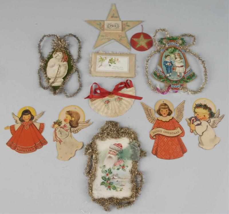 Appraisal: Lot of Tinsel Wrapp and Paper Christmas Ornaments Description Also