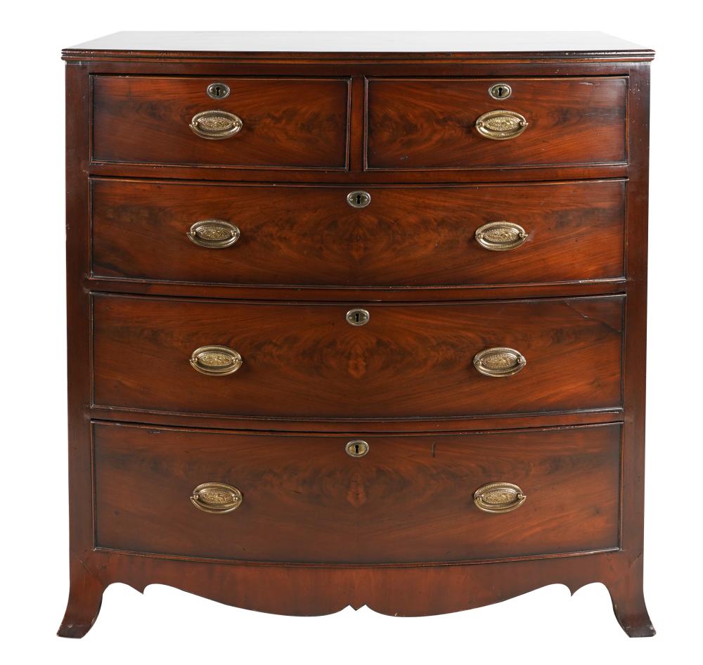 Appraisal: ENGLISH MAHOGANY BOWFRONT CHEST OF DRAWERSwith two short drawers above